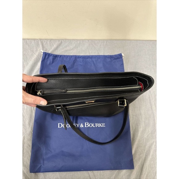 Dooney & Bourke Black on Black Pebble Leather Shopper Tote Bag Purse FS Charity - Picture 8 of 16